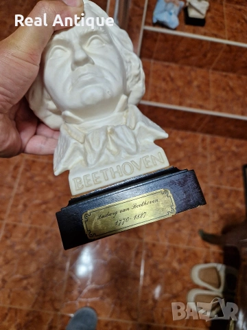 Рядък антикварен немски порцеланов бюст на Бетовен- Goebel , снимка 6 - Антикварни и старинни предмети - 54825663