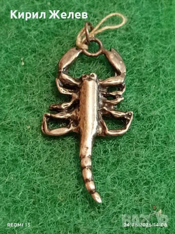 Атрактивен сребърен медальон СКОРПИОН 🦂 ювелирна изработка 28244, снимка 2 - Колиета, медальони, синджири - 55030750
