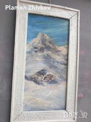 Стара българска картина Планинси пеизаж /масло / , снимка 2 - Картини - 54038259
