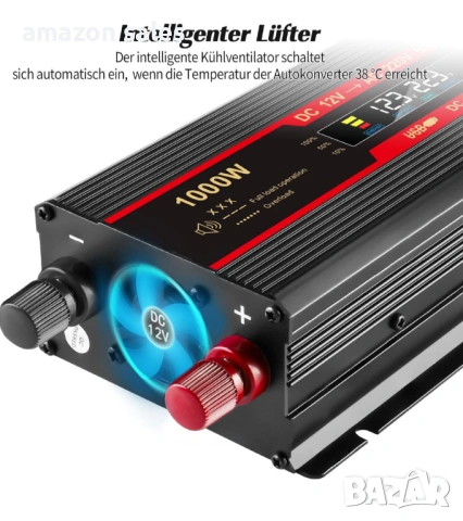 Seamuing 1000W инвертор за кола DC 12V към AC 220V конвертор за EU контакт и USB порт, снимка 4 - Аксесоари и консумативи - 54754816