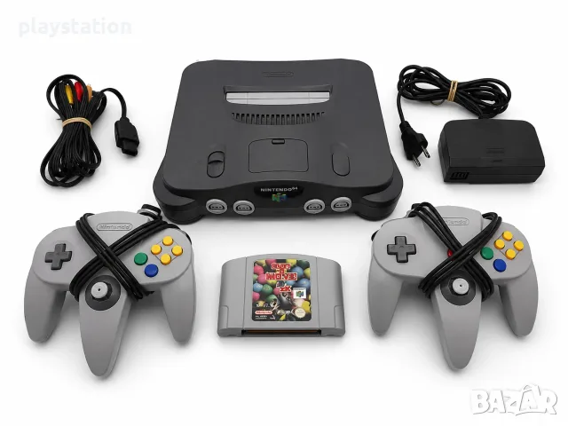 Ретро конзола Nintendo 64 (N64) – Пълен комплект с 2 джойстика и игра