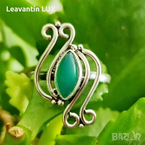 Пръстен със Зелен Оникс , снимка 3 - Пръстени - 54136813