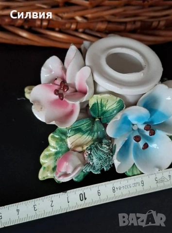Красив свещник 3D цветя Capodimonte , снимка 7 - Изкуствени цветя - 55075260