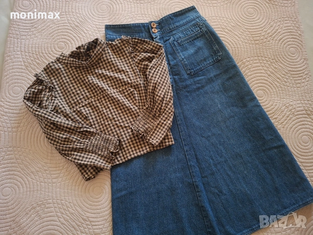 Дънкова пола и топ Zara XS / S, снимка 5 - Поли - 55250169