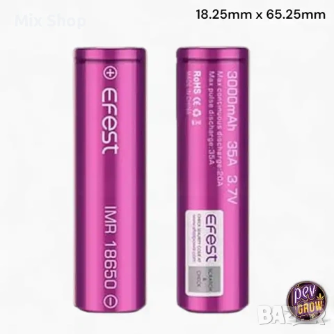 Нов Комплект Батерии Efest IMR 18650 3000 mAh 35A – Мощност с висок разряд, снимка 3 - Друга електроника - 54485865