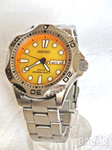 Супер Рядък Модел на SEIKO SOLAR DIVER'S V158 OAEO Оранжев Циферблат, снимка 2 - Антикварни и старинни предмети - 54619389