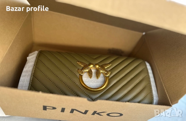 Дамска чанта Pinko Love Click Baguette Mini Chevron маслинено зелено, , снимка 9 - Чанти - 53998487