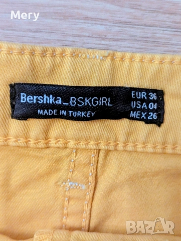 Bershka жълта дънкова мини пола S, снимка 3 - Поли - 54857158
