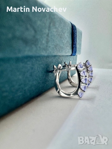 Сребърни обеци с Танзанит, снимка 13 - Обеци - 54118174