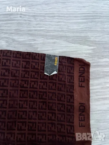 Шал Fendi кафяв монограм двулицев памук Made in Japan