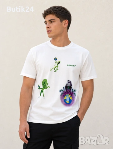 Off-White 👽 Регулар тениска Aliens — бяла