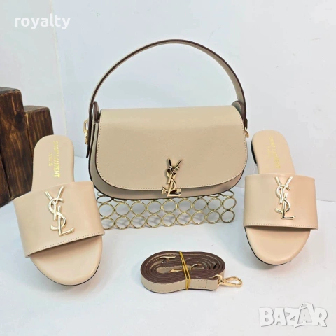 Yves Saint Laurent Дамски Чехли + Чанта Различни Цветове YSL, снимка 11 - Чехли - 55025838