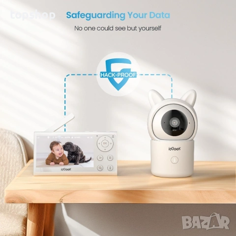  Чисто нов смарт AI бебефон ieGeek Baby 4 1080p – 4.3" дисплей, App Control и AI проследяване, снимка 8 - Бебефони - 54560849