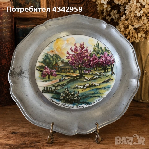 Красива винтидж декоративна стенна чиния.(1970-1980)., снимка 2 - Антикварни и старинни предмети - 55120082