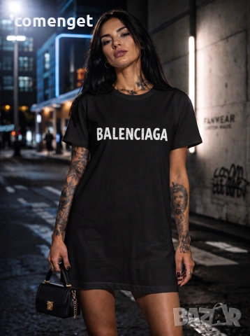 ЛЯТО 2026! Дамска тениска рокля BALENCIAGA - 4 ЦВЯТА! Или поръчай по ТВОЙ дизайн!, снимка 5 - Рокли - 55001997