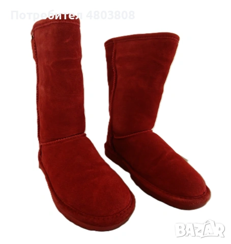 Дамски ботуши Bearpaw червен велур, снимка 2 - Дамски ботуши - 54268229