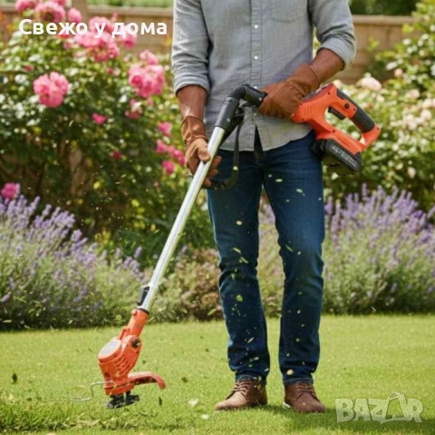 Телескопичен акумулаторен тример за трева 48V с две батерии – мощен, лек и без кабели, снимка 3 - Градинска техника - 54191255