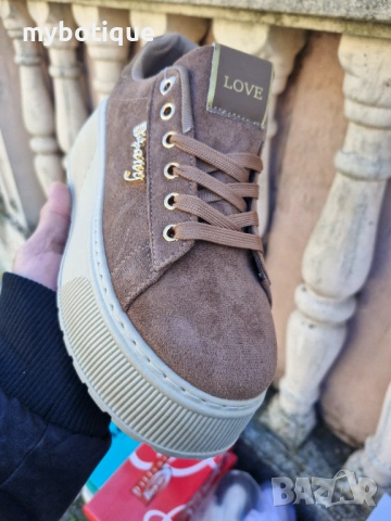 Дамски кецове на платформа плат, снимка 2 - Кецове - 54004300