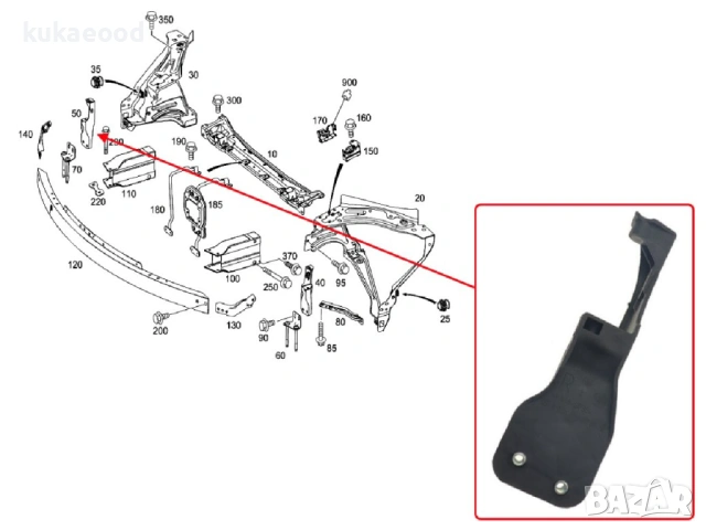 Щипка за захващане на фар Mercedes GLK X204, снимка 4 - Части - 54200166