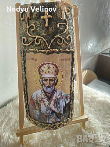 Икона на Св Николай Чудотворец , снимка 2 - Икони - 54870182