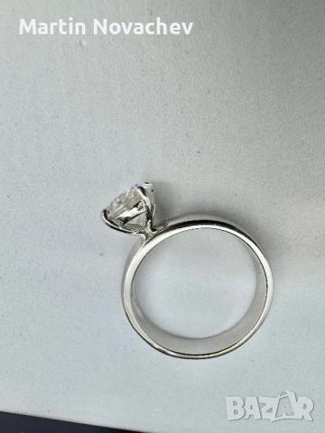 Сребърен пръстен с мойсанит (Диамант) 2 карата, снимка 7 - Пръстени - 54091874