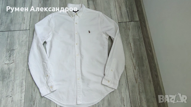 Нова бяла памучна мъжка риза  с дълъг ръкав POLO RALPH LAUREN р-р М - 175