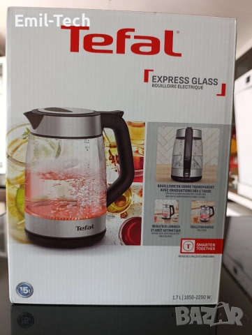 Tefal Express KI6A58E0 стъклена електрическа кана + подарък термо чаша, снимка 6 - Кани - 55123175