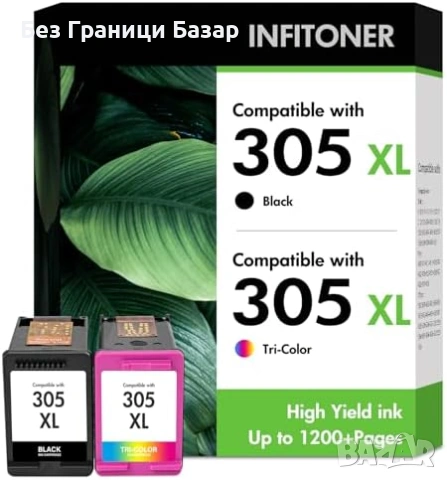 Нови HP 305XL Съвместими Мастилени Касети Черна + Цветна 2 броя Комплект мастило за принтер печат