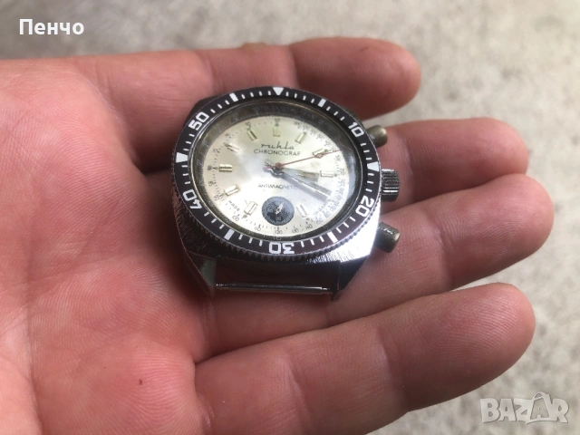 стар ръчен "RUHLA" CHRONOGRAF - MADE IN GDR, снимка 4 - Антикварни и старинни предмети - 50902348