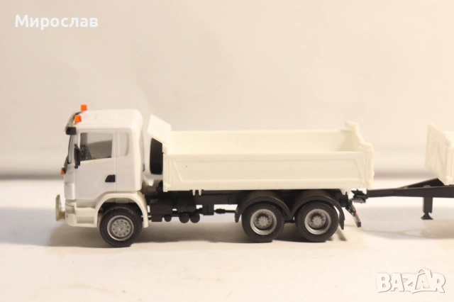 HERPA 1:87 H0 SCANIA САМОСВАЛ ГОНДОЛА КАМИОН МОДЕЛ КОЛИЧКА, снимка 2 - Колекции - 54396295