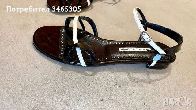 Manolo Blahnik дамски лачени сандали 37, снимка 4 - Сандали - 54663675