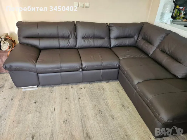 Нов ъглов диван ЕСТЕСТВЕНА КОЖА закупен от Aiko xxxL на 23-07-26г. , снимка 2 - Дивани и мека мебел - 55473170