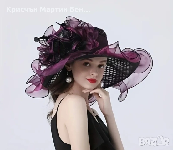 Дамска Шапка ярък дантелен плат Органза , снимка 6 - Други - 54440169