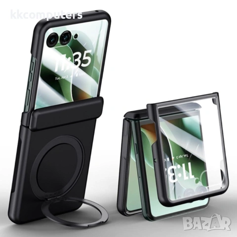 Магнитен Калъф за Motorola Razr 70 Ultra / 60 Ultra 5G с Въртяща се Стойка и Вграден Протектор – 4 ц