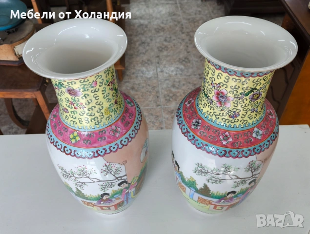 Двойка рисувани китайски вази, снимка 4 - Вази - 54386909
