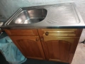 Кухненски шкаф от ЧАМ с мивка от неръждавейка хром алпака с две врати и десен плот на мивката, снимка 1