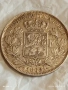 Сребърна монета 5 франка 1869г. Белгия крал Леополд втори 40523, снимка 3