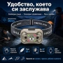 Мощен челник със сензор LED фенер за глава презареждащ се USB за къмпинг лов риболов бягане палатка, снимка 4