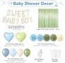 Нова Baby Shower Декорация Синьо Зелено Балони Помпони Парти Комплект момче Украса парти, снимка 2