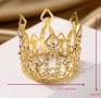 Изискана малка златиста метална корона орнаменти камъни декорация торта , снимка 4