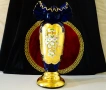 Кристална ваза Bohemia,злато,кобалт,етикет. , снимка 1