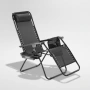 Сгъваем градински шезлонг с възглавница, поставка за напитки и джоб, снимка 10