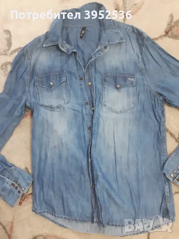 Три броя  мъжки дънкови ризи "Zara man"и "Ltb" размер L  неизползвани,  като нови !!!, снимка 2 - Ризи - 55423283