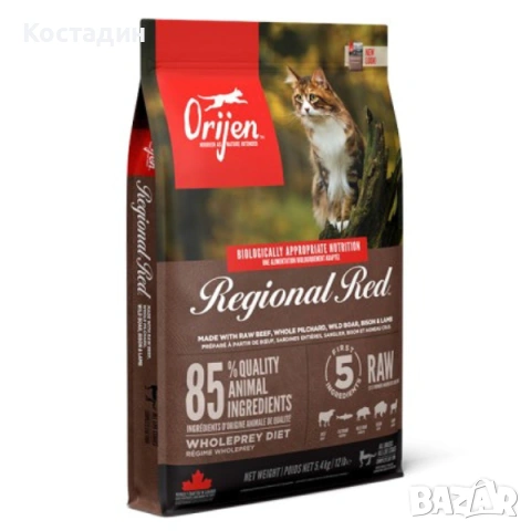Пълноценна Храна за Подрастващи Котенца и Котки в Зряла възраст - 5.4кг - Cat Regional Red - Orijen