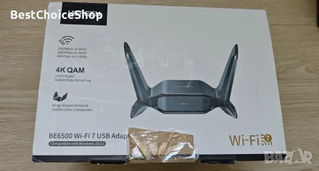 UGREEN BE6500 WiFi 7 Dongle адаптер за настолен компютър 5GHz/2.4GHz/6GHz Tri-Band само Windows10/11, снимка 6 - Рутери - 55426131