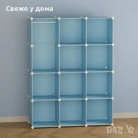 Детски модулен гардероб 12 модула със сладки животни – Голям шкаф за дрехи, обувки и играчки, снимка 7 - Гардероби - 54790404