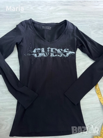 Дамска блуза Guess Los Angeles с дълъг ръкав черна