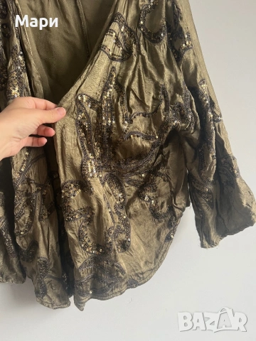 Сет/комплект Massimo Dutti панталон, Mango premium връхна ефирна дреха и лека тениска плетиво, снимка 4 - Комплекти - 53993033