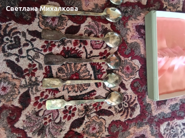 Продавам комплект сребрени лъжици за кафе , снимка 4 - Прибори за хранене, готвене и сервиране - 55144445