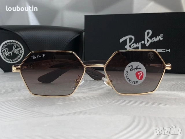 Ray Ban Ferrari Mъжки слънчеви очила осмоъгълни с поляризация, снимка 7 - Слънчеви и диоптрични очила - 55148994